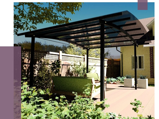 Навесы для террасы в Клинцах от 13255 руб. под ключ | ПРОЛЁТ-Клы