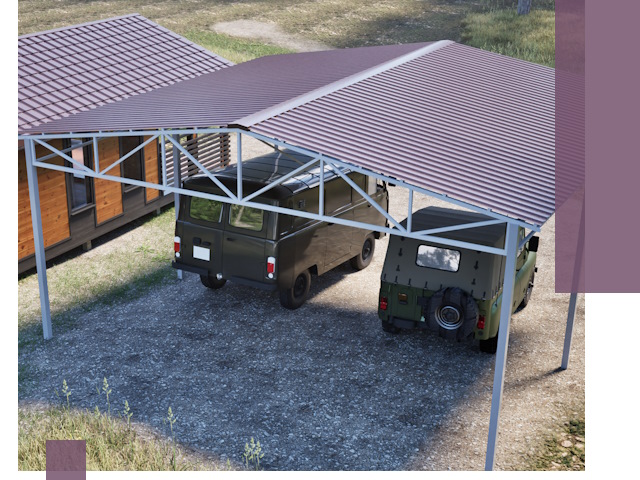 Двускатные навесы под ключ в Клинцах — изготовление и монтаж